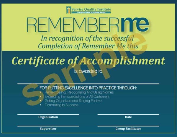 customer service certificate of accomplishment
