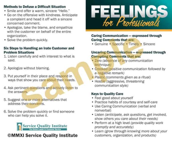 Feelings for Professionals training sheet