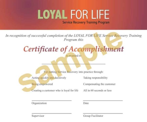 loyal for life certificate of accomplishment